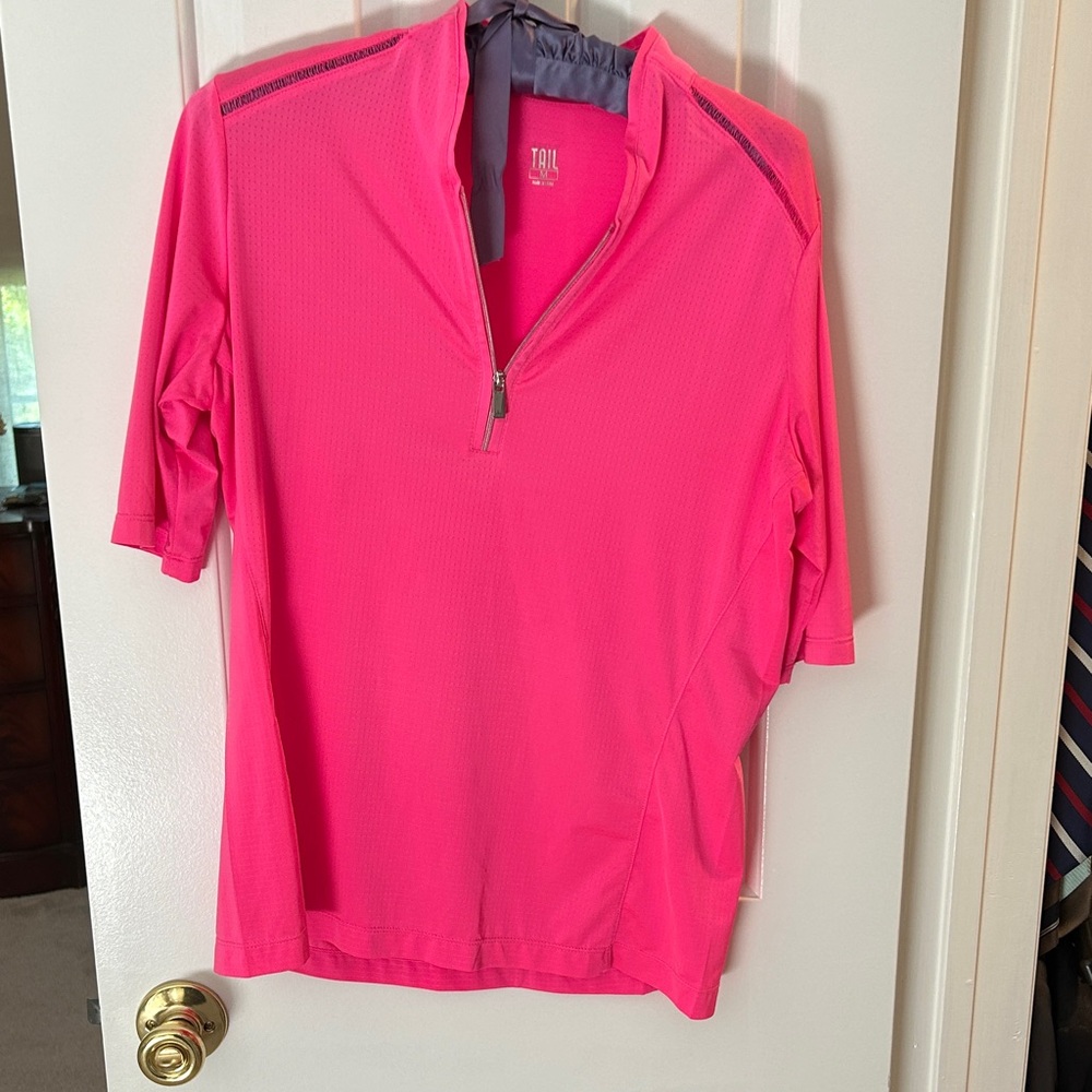 Tail Bright Pink Short Sleeve Half-Zip Top